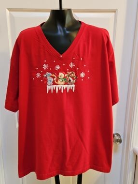 LAT Red Christmas Holiday Cat T-shirt - 3XL